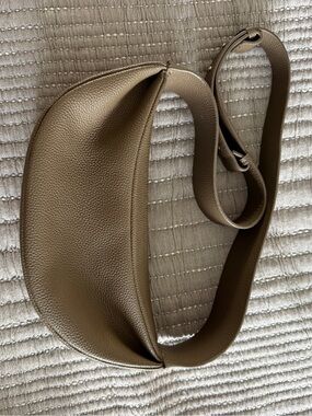 Leather Crossbody Belt Bag in Taupe